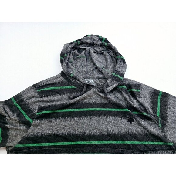 Zoo York Size Medium Mens Gray Black Green Stripe Lightweight Pullover Hoodie - Picture 11 of 11